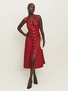 Reformation Masha Linen Dress in Sun-dried Tomato